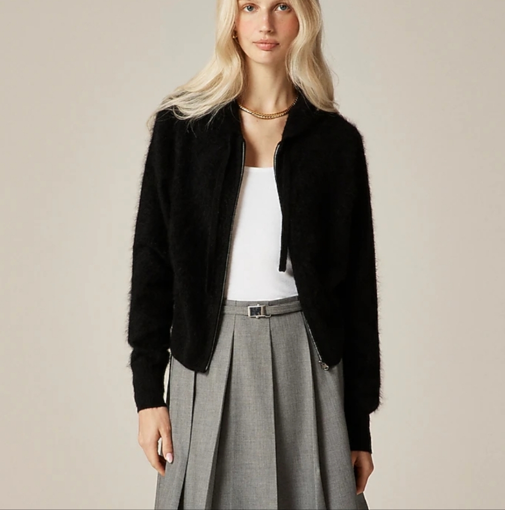 J Crew Brushed cashmere zip-up sweatshirt CG675 $278 Retail Size XXS NWT